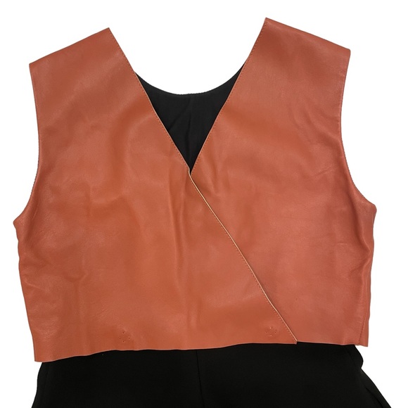 Vegan Leather Vest Dress, Midi Length with Pockets - Picture 4 of 11